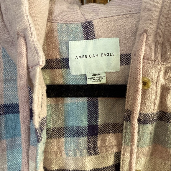 American Eagle blue and pink plaid top - Picture 3 of 5
